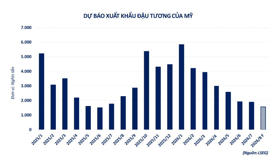 Dự báo xuất khẩu đậu tương tại Mỹ